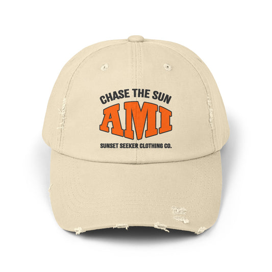 AMI CHASE THE SUN Distressed Ball Cap