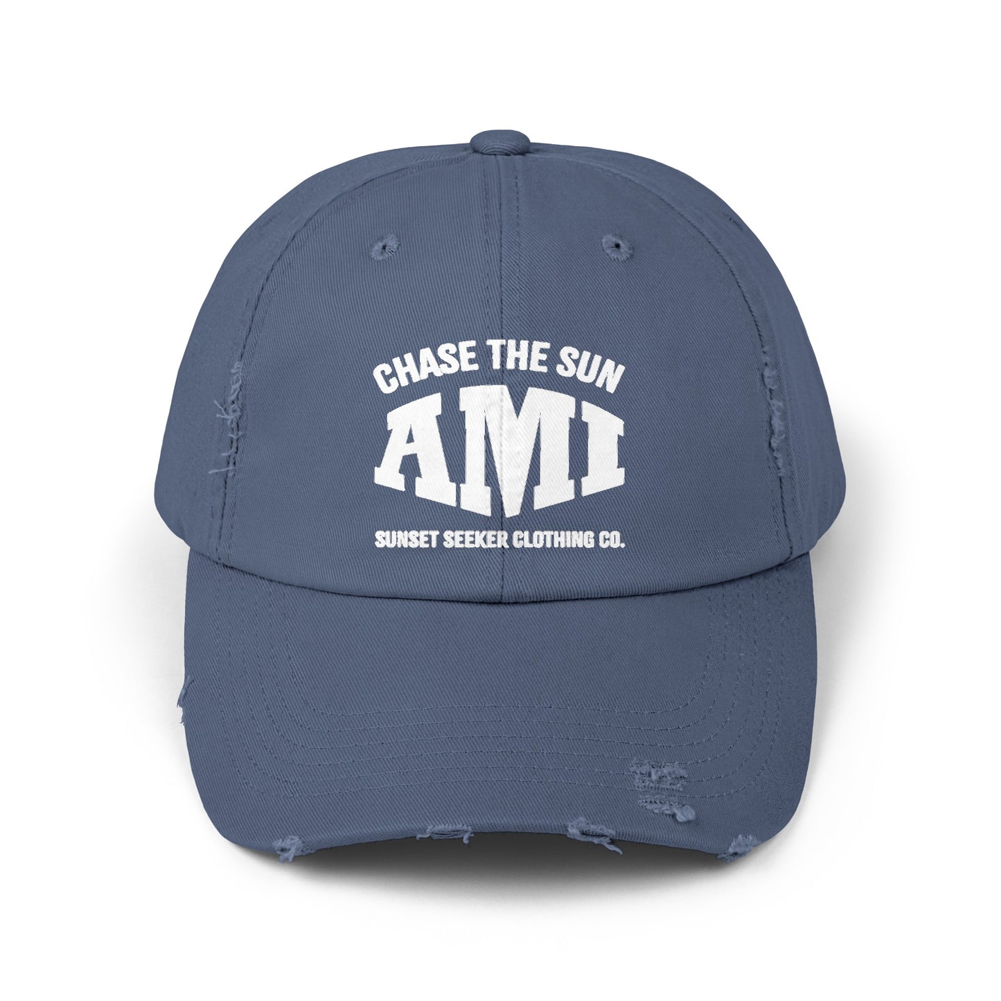 AMI CHASE THE SUN Distressed Ball Cap