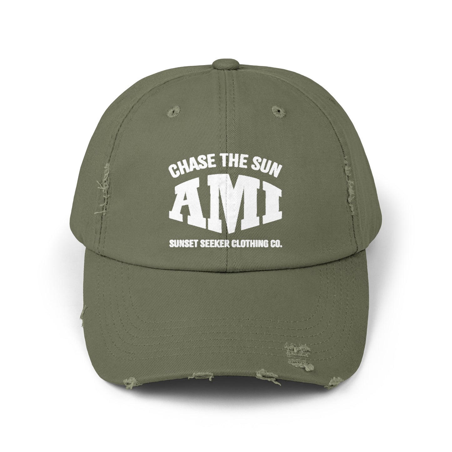 AMI CHASE THE SUN Distressed Ball Cap