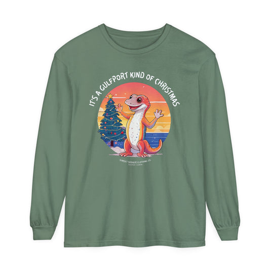 Gulfport Christmas Gecko Long Sleeve Tees