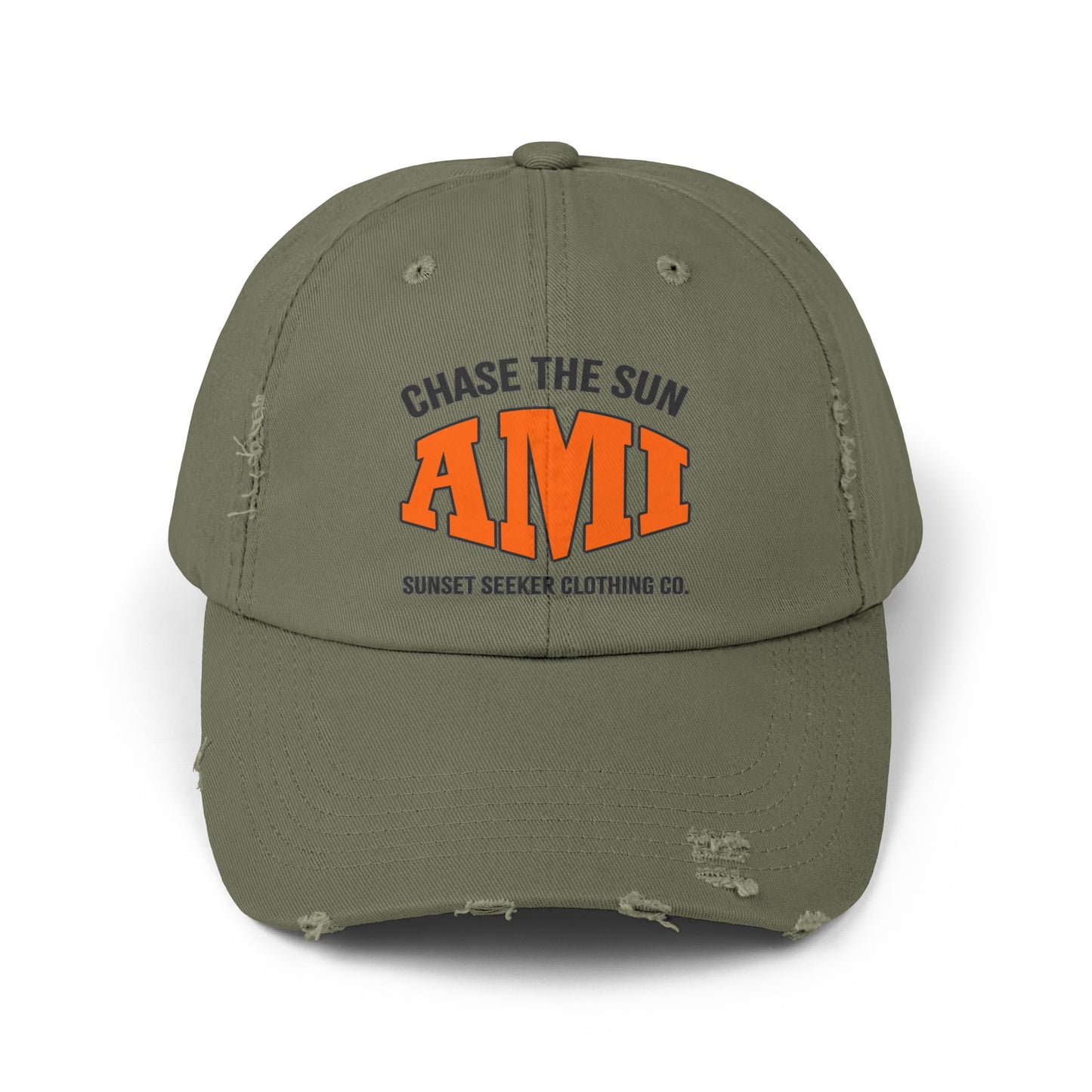 AMI CHASE THE SUN Distressed Ball Cap